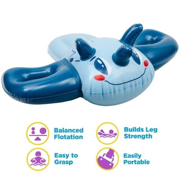 SwimSchool - Inflatable Blue Dino Pool Float, Kids Swimming Kickboard, Ages 5+ - Picture 5 of 10